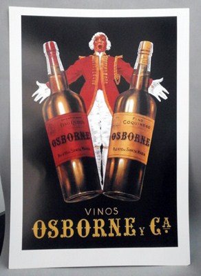 REPRODUCCION CARTEL VINOS OSBORNE Y CIA. FINO QUINTA Y COQUINERO.