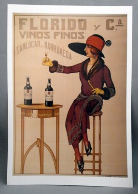 REPRODUCCION CARTEL FLORIDO Y CYA. VINOS FINOS, SANLUCAR DE BARRAMEDA.