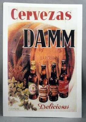 REPRODUCCION CARTEL CERVEZAS DAMM, DELICIOSAS.BARCELONA.