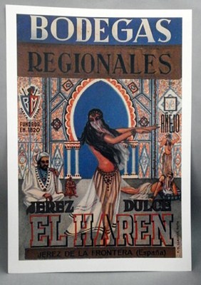 REPRODUCCION CARTEL BODEGAS REGIONALES. JEREZ DULCE EL HAREN, JEREZ.