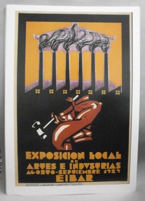 REPRODUCCION CARTEL EXPOSICION LOCAL DE ARTES E INDUSTRIAS, EIBAR 1929.