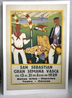 REPRODUCCION CARTEL GRAN SEMANA VASCA, SAN SEBASTIAN, JULIO 1929.