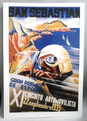 REPRODUCCION CARTEL S. SEBASTIAN GRAN PREMIO DE ESPAÑA XI CIRCUITO AUTOMOVILISTA 1935.