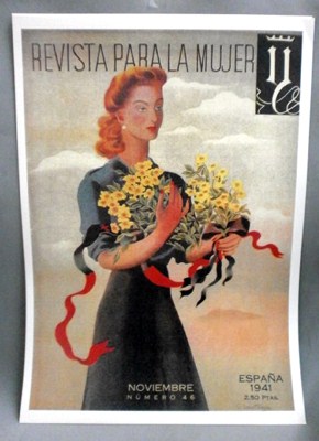 REPRODUCCION CARTEL REVISTA PARA LA MUJER NOVIEMBRE Nº 46, ESPAÑA 1941.