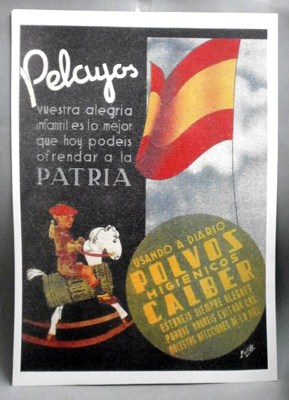 REPRODUCCION CARTEL PELAYOS, USANDO A DIARIO POLVOS HIGIENICOS CALBER,
