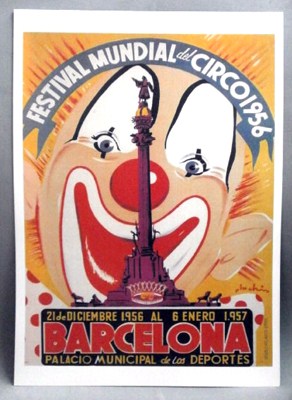 REPRODUCCION CARTEL FESTIVAL MUNDIAL DEL CIRCO 1956, BARCELONA.