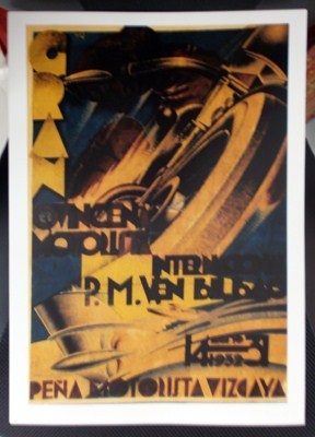 REPRODUCCION CARTEL GRAN QUINCENA MOTORISTA INTERNACIONAL EN BILBAO 1932. PEÑA MOTORISTA VIZCAYA.