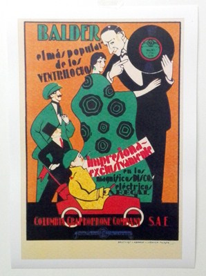 REPRODUCCION DE CARTEL: DISCOS REGAL BALDER, EL MAS POPULAR DE LOS VENTRILOCUOS. 28 X 41,5 cm.