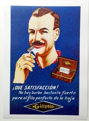 REPRODUCCION CARTEL GILLETTE, QUE SATISFACCION. 26,4 X 41,5 cm.