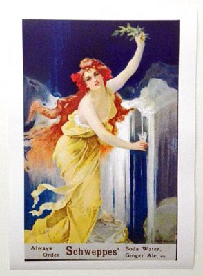 REPRODUCCION DE CARTEL ALWAYS ORDER SCHWEPPES SODA WATER, GINGER ALE, ETC. 26,5 X 41,5 cm.