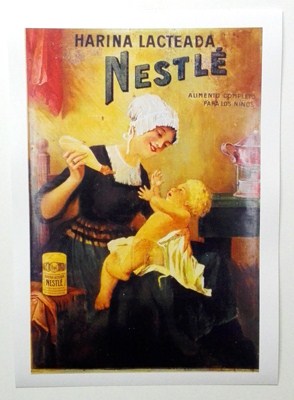 REPRODUCCION DE CARTEL HARINA LACTEADA NESTLE, ALIMENTO COMPLETO PARA LOS NIÑOS. 27,5 X 41,5 cm.