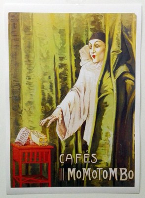 REPRODUCCION DE CARTEL CAFES MOMOTOMBO. 30 X 41,5 cm.