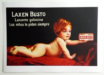 REPRODUCCION DE CARTEL LAXANTE BUSTO, LAXANTE GOLOSINA. LOS NIÑOS LE PIDEN SIEMPRE. 41,5 X 26,5 cm.