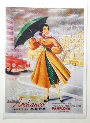 REPRODUCCION DE CARTEL  PARAGUAS ARCHANCO INDUSTRIAS ARPA, PAMPLONA. 30 X 40,5 cm.