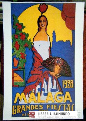 REPRODUCCION CARTEL 1928, MALAGA, GRANDES FIESTAS.