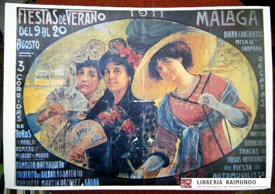 REPRODUCCION CARTEL FIESTAS DE VERANO 1911 MALAGA.