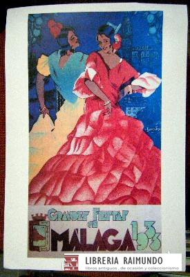 REPRODUCCION CARTEL GRANDES FIESTAS EN MALAGA 1933.