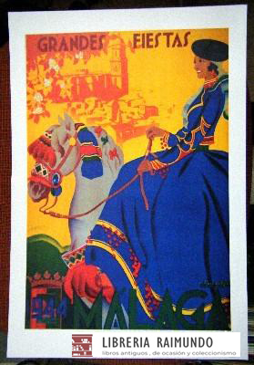 REPRODUCCION CARTEL GRANDES FIESTAS 1944 MALAGA. 26,8 x 38,6 cm.