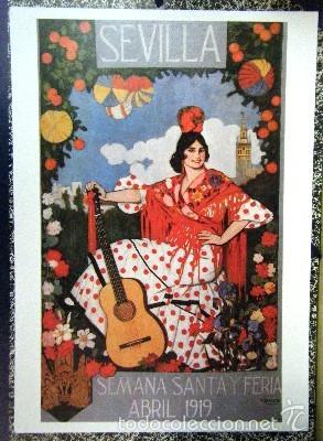 REPRODUCCION CARTEL SEVILLA.SEMANA SANTA Y FERIA 1919.