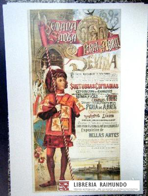 REPRODUCCION CARTEL SEMANA SANTA Y FERIA DE ABRIL SEVILLA 1895.