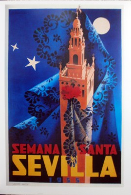REPRODUCCION CARTEL SEVILLA SEMANA SANTA 1955.