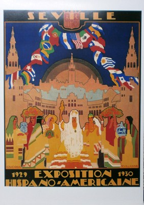 REPRODUCCION CARTEL SEVILLE 1929-30 EXPOSICION HISPANO-AMERICAINE.