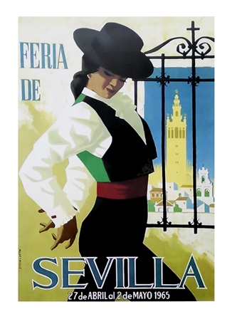 REPRODUCCION CARTEL SEVILLA FERIA DE SEVILLA 27 DE ABRIL AL 2 DE MAYO DE 1965
