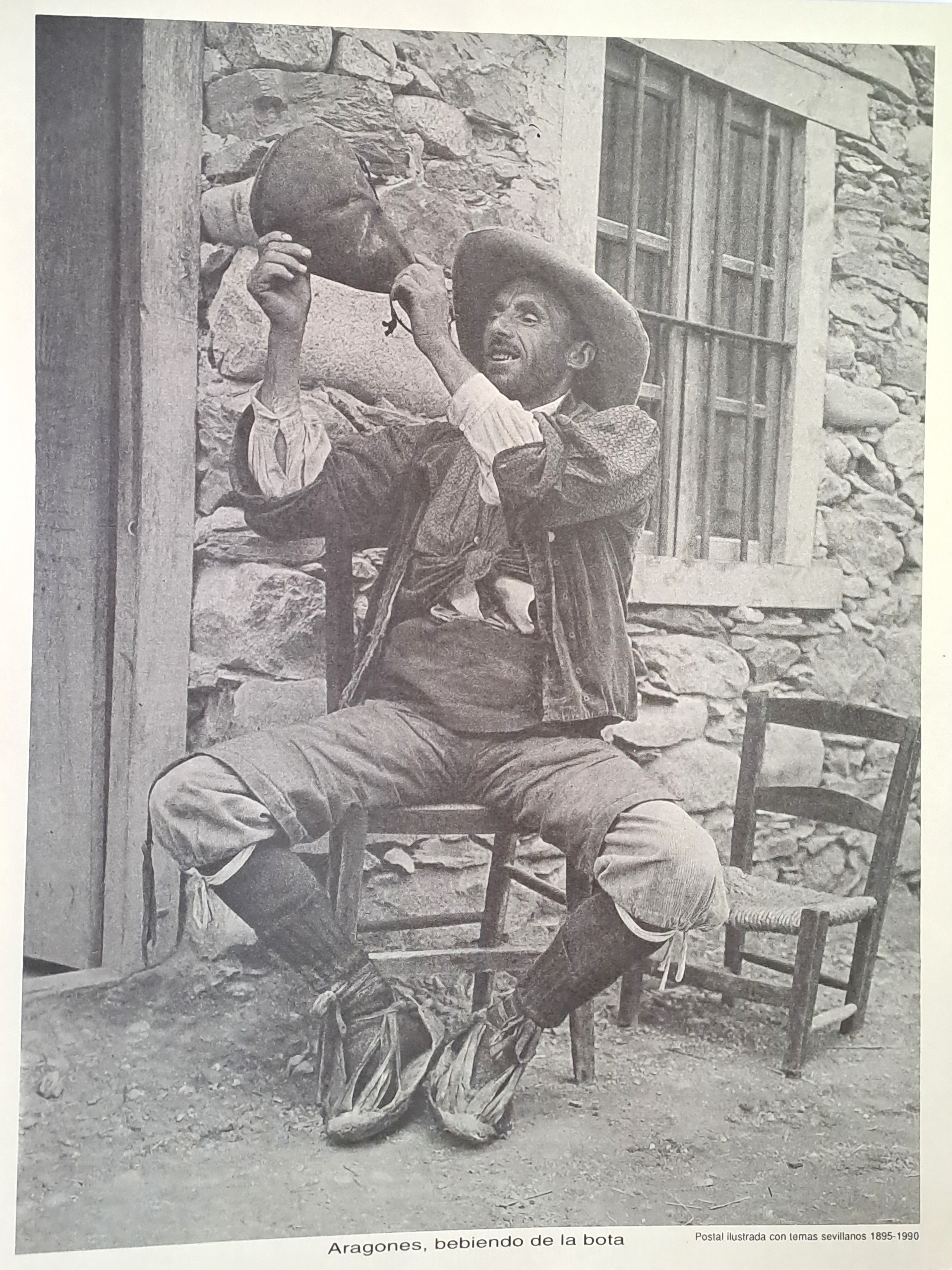 REPRODUCION LAMINA ARAGONES BEBIENDO DE LA BOTA AÑO 1895-1900
