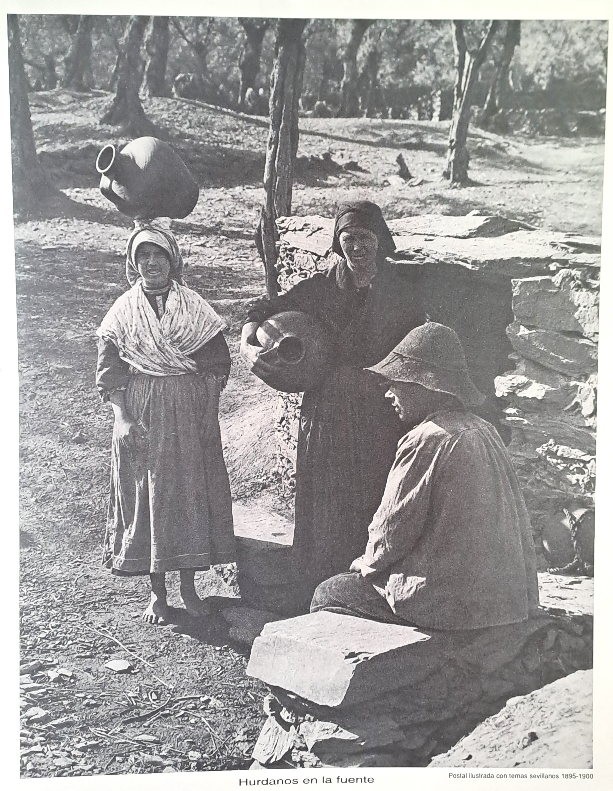 REPRODUCION LAMINA HURDANOS EN LA FUENTE AÑO 1895-1900