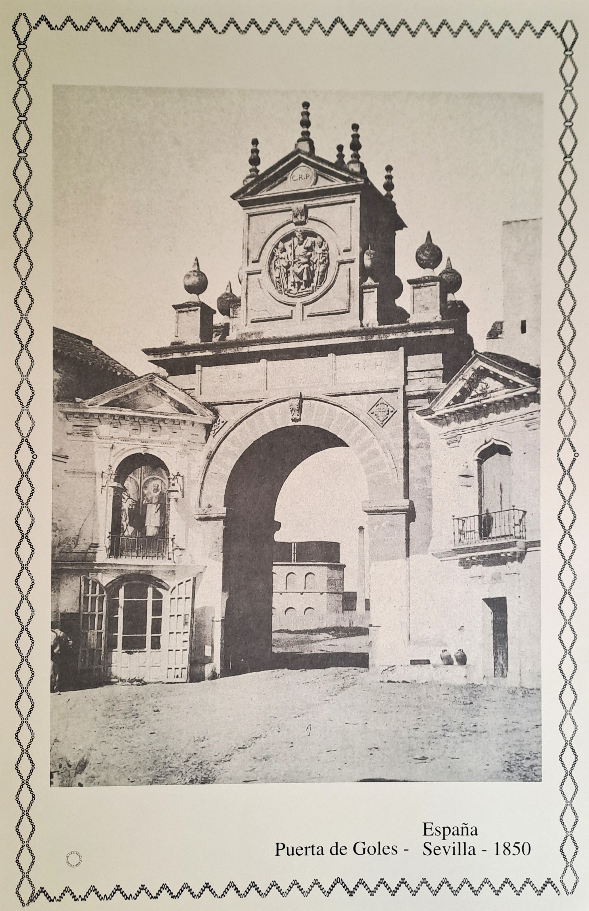 REPRODUCION LAMINA VISTAS ANTIGUAS DE SEVILLA PUERTA DE GOLES AÑO 1850
