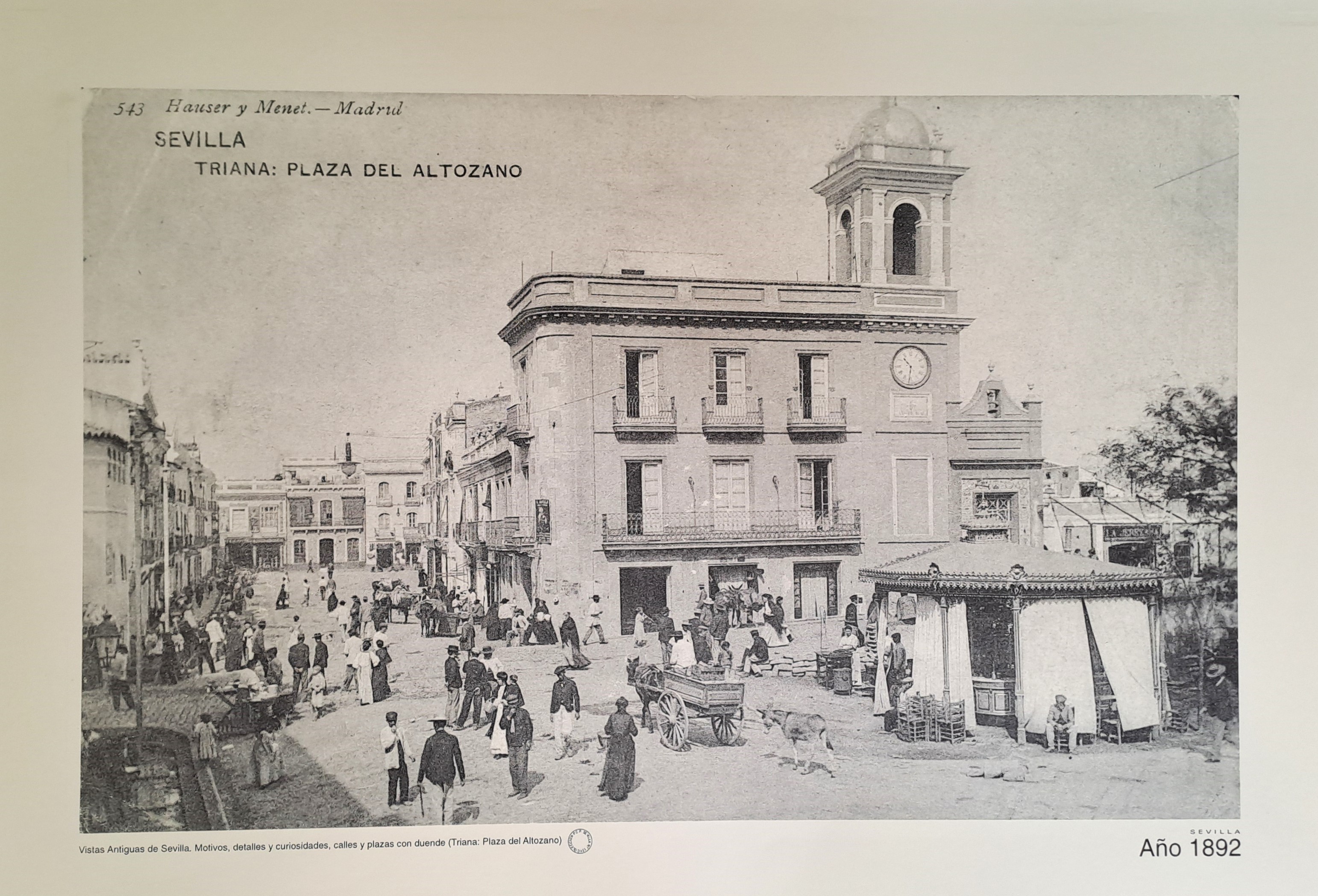 REPRODUCION LAMINA VISTAS ANTIGUAS DE SEVILLA TRIANA PLAZA DEL ALTOZANO AÑO 1892