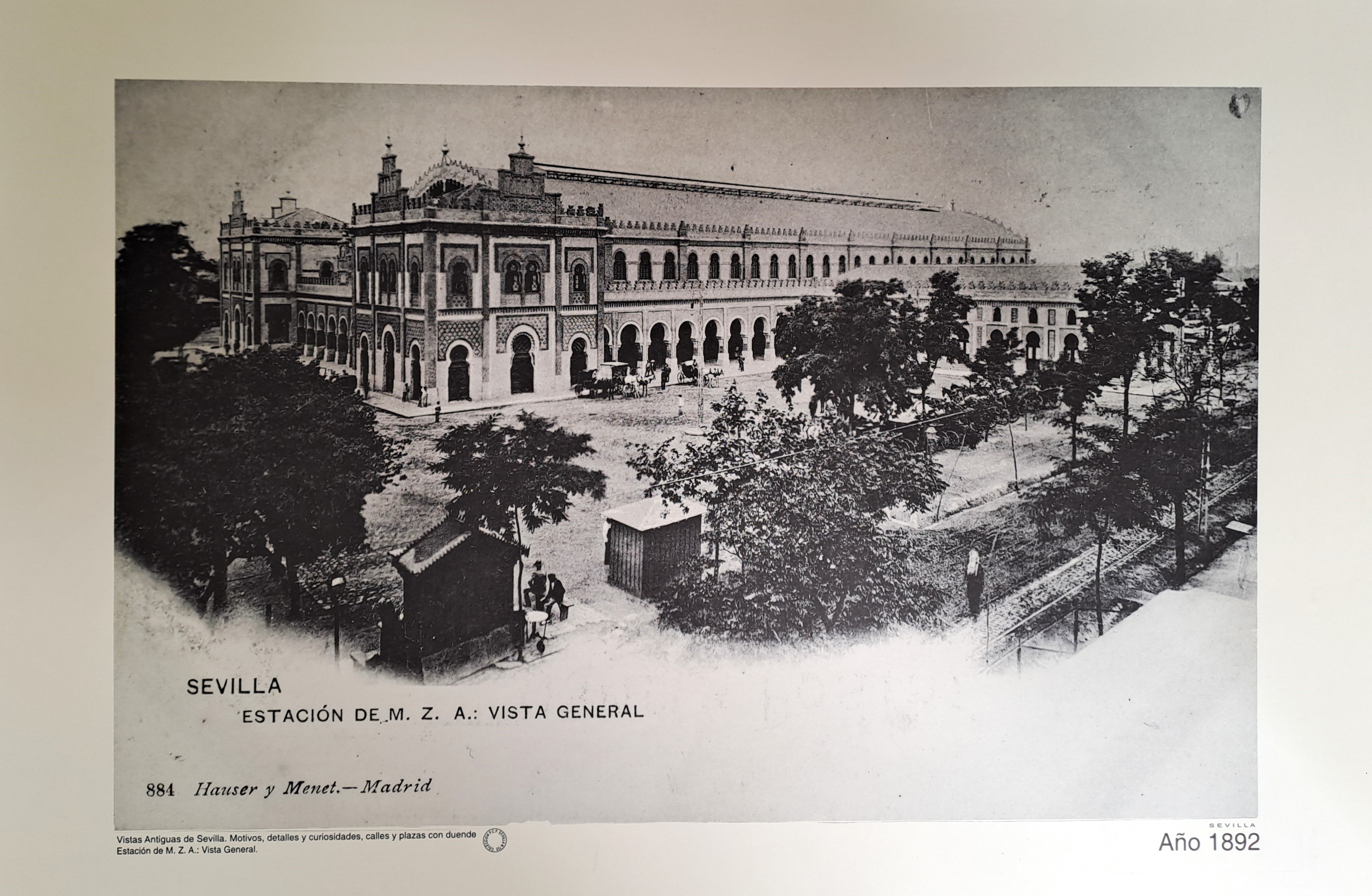 REPRODUCION LAMINA VISTAS ANTIGUAS DE SEVILLA ESTACION DE M. Z. A. VISTA GENERAL CRUZ CAMPO AÑO 1892