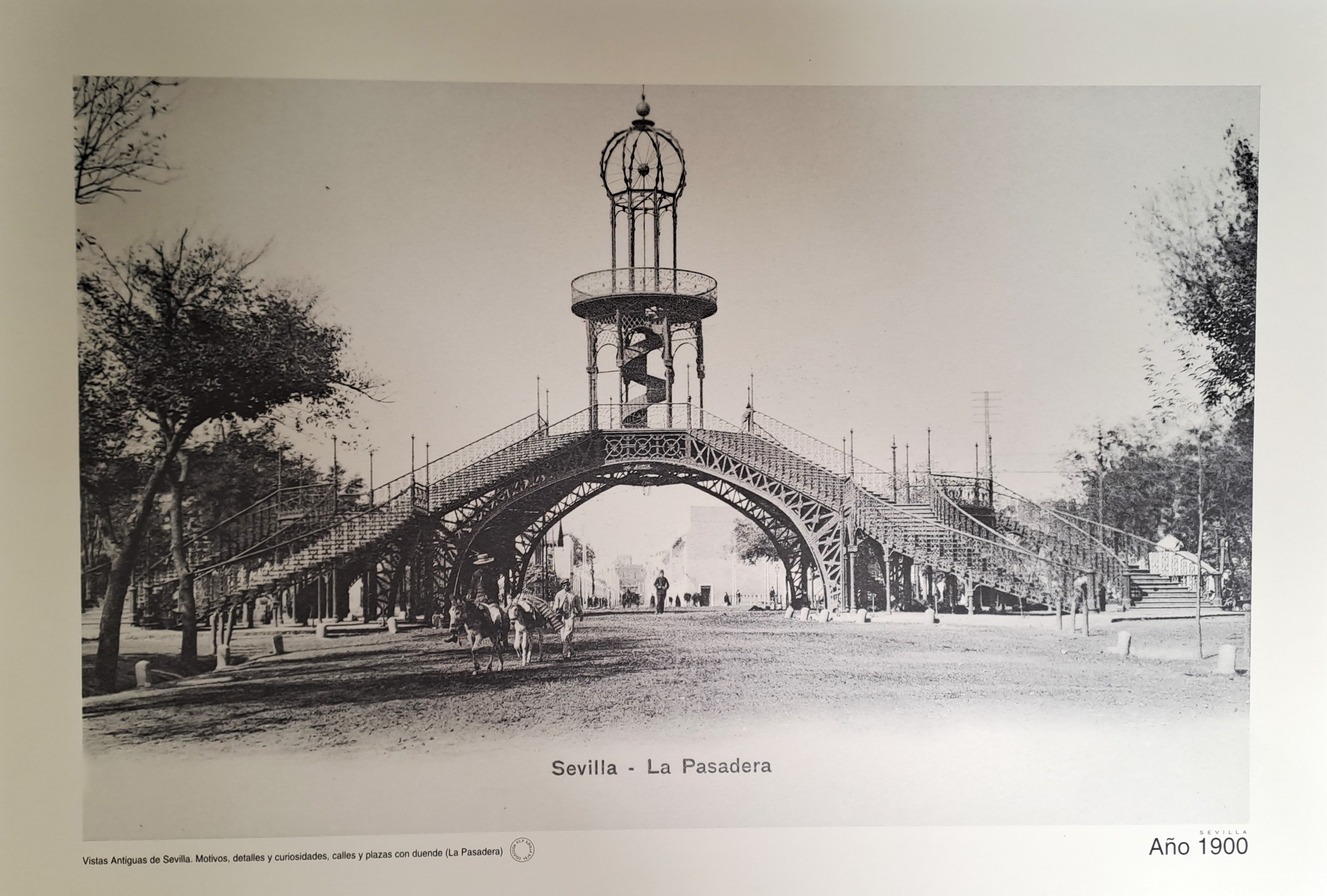 REPRODUCION LAMINA VISTAS ANTIGUAS DE SEVILLA LA PASAREDA AÑO 1900