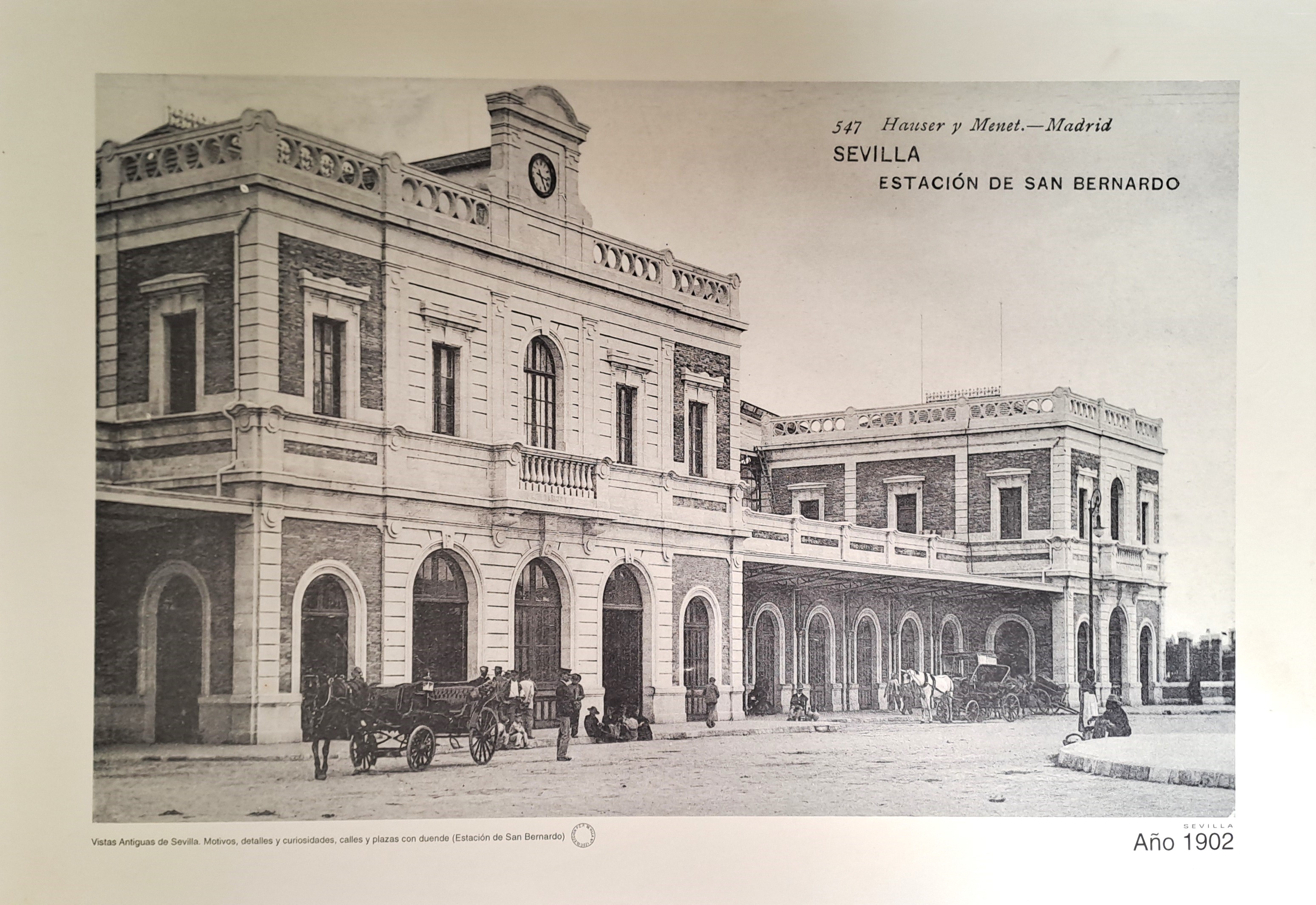 REPRODUCION LAMINA VISTAS ANTIGUAS DE SEVILLA ESTACION DE SAN BERNARDO AÑO 1902