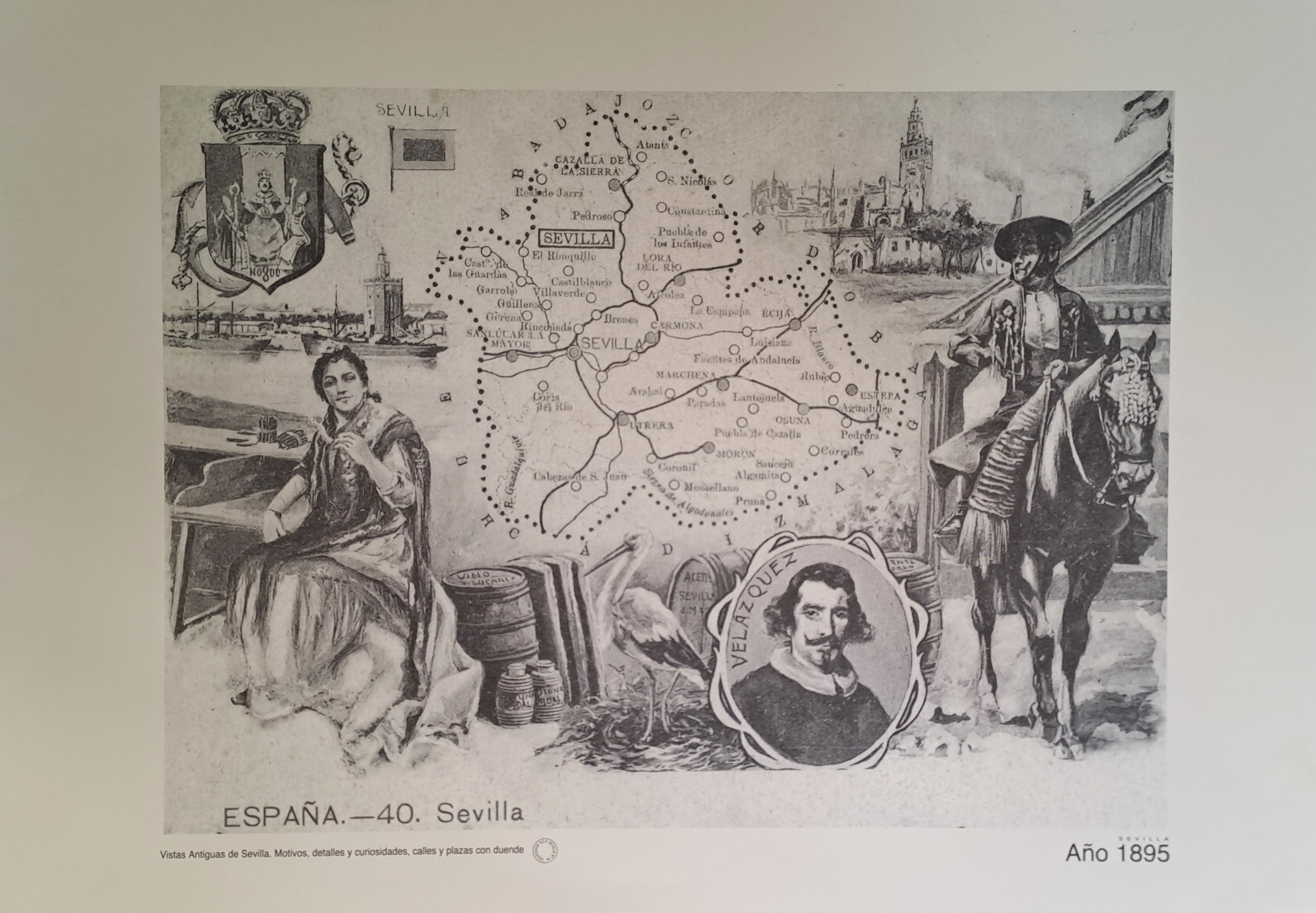 REPRODUCION LAMINA VISTAS ANTIGUAS DE SEVILLA MOTIVOS DETALLES Y CURIOSIDADES AÑO 1895