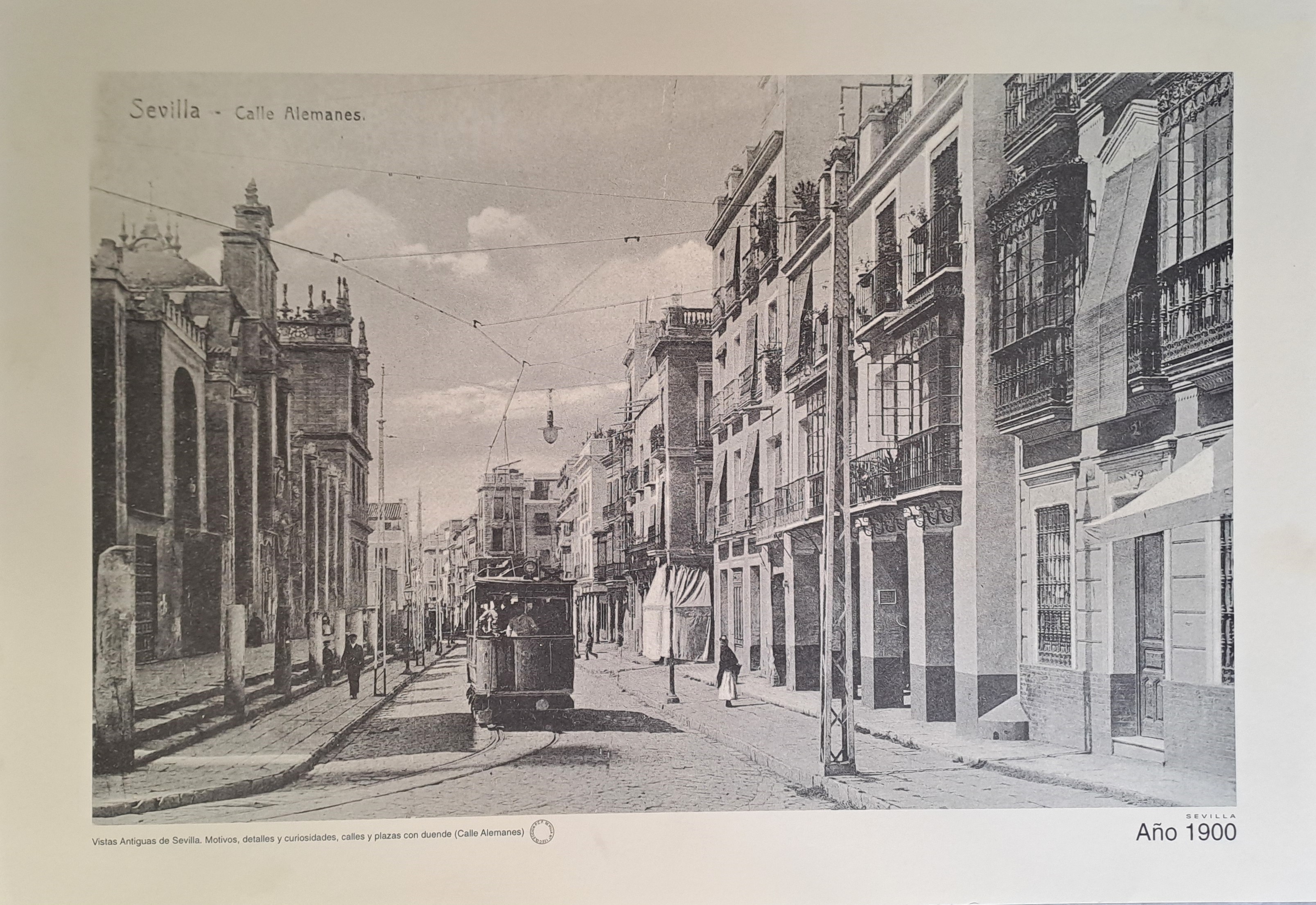 REPRODUCION LAMINA VISTAS ANTIGUAS DE SEVILLA CALLE ALEMANES AÑO 1900