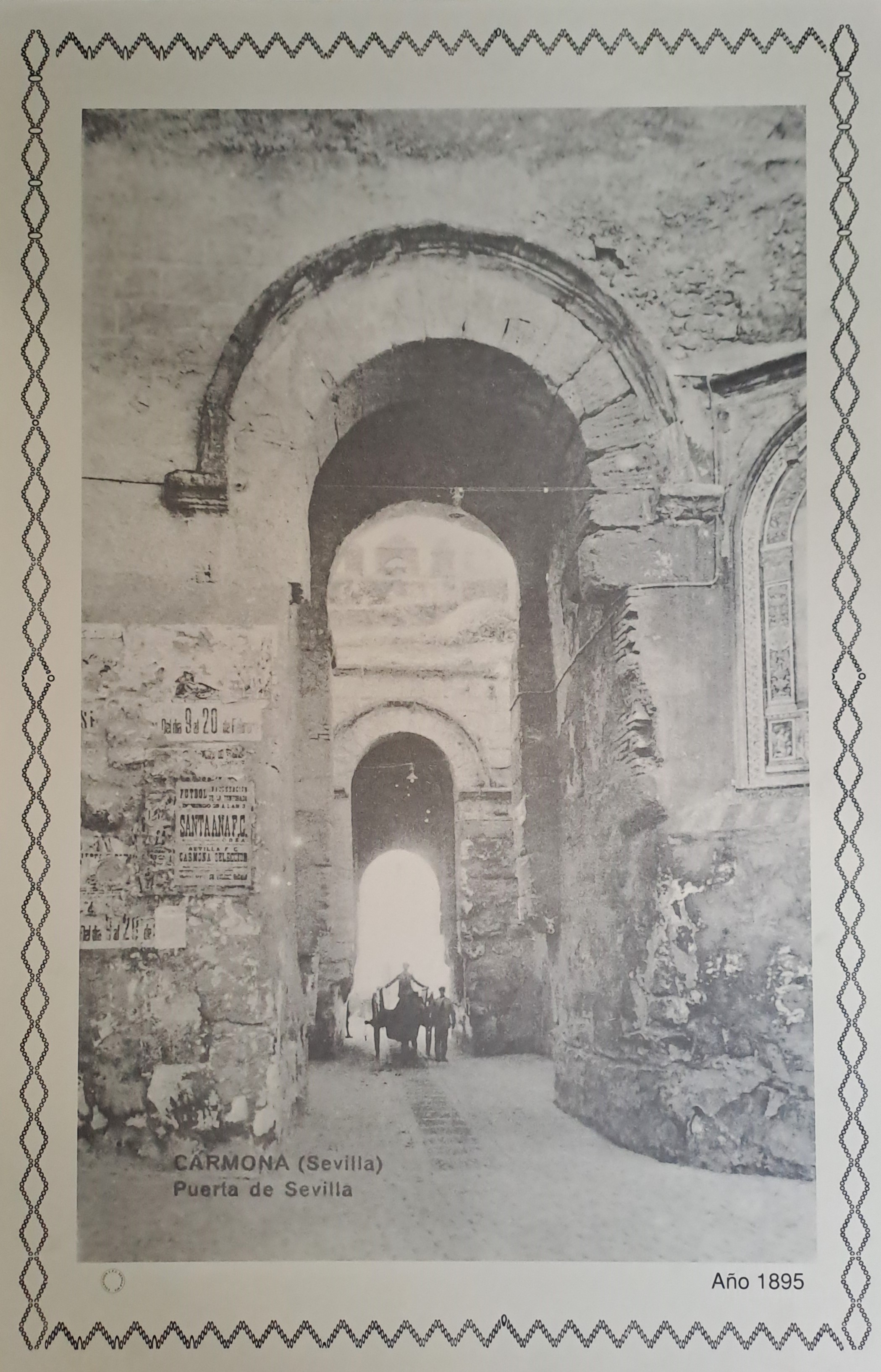 REPRODUCION LAMINA VISTAS ANTIGUAS DE SEVILLA CARMONA PUERTA DE SEVILLA AÑO 1895