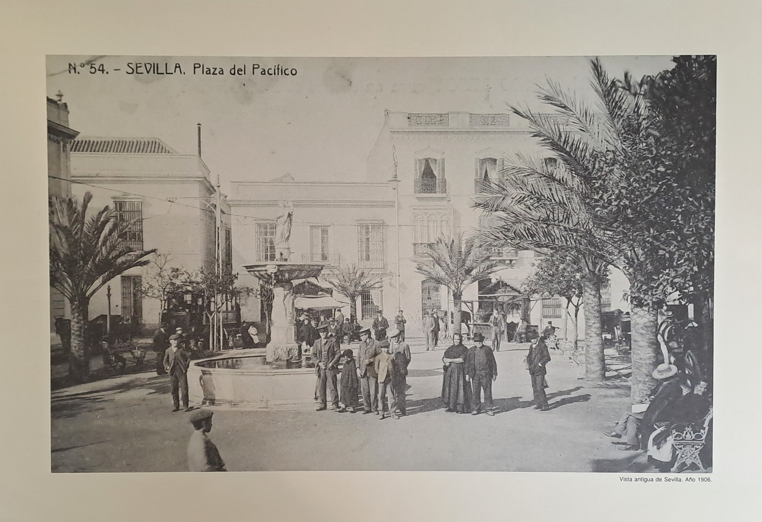 REPRODUCION LAMINA VISTAS ANTIGUAS DE SEVILLA PLAZA DEL PACIFICO AÑO 1906