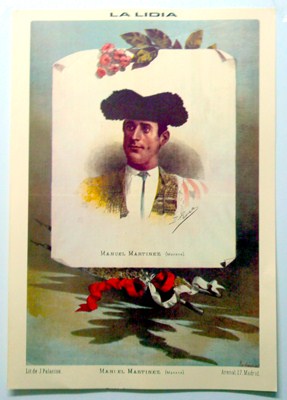 REPRODUCCION CARTEL LITOGRAFICO LA LIDIA - MANI EL MARTINEZ (MANENE) -  P. PEREA.
