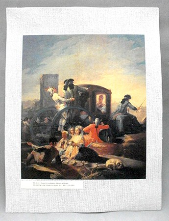 REPRODUCCION LAMINA ARTE, TEXTURIZADO SOBRE LINO. 33 X 25cm. GOYA, EL CACHARERO.