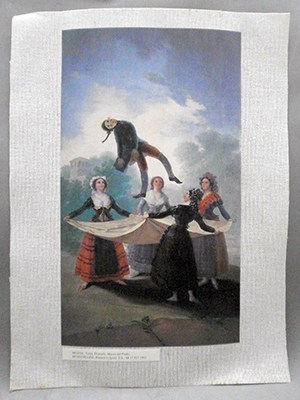 REPRODUCCION LAMINA ARTE, TEXTURIZADO SOBRE LINO. 33 X 25cm. GOYA, EL PELELE.