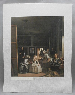 REPRODUCCION LAMINA ARTE, TEXTURIZADO SOBRE LINO. 33 X 25cm. VELAZQUEZ, LAS MENINAS.