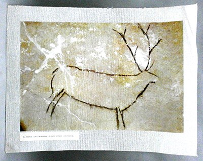 REPRODUCCION LAMINA ARTE, TEXTURIZADO SOBRE LINO 33X25cm. CIERVA, LAS CHIMENEAS-FUENTE VIESGO (SANTANDER).