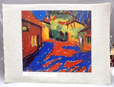 REPRODUCCION LAMINA ARTE, TEXTURIZADO SOBRE LINO 33X25cm. SCHMIDT-ROTTLUFF. GUSTSHOF KIN DANGAST. NATIONALGALLERIE.