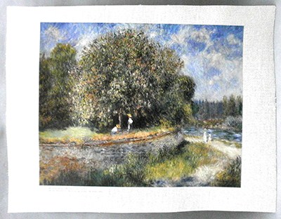 REPRODUCCION LAMINA ARTE, TEXTURIZADO SOBRE LINO 33X25cm. AUGUSTE RENOIR. CASTAÑO EN FLOR.