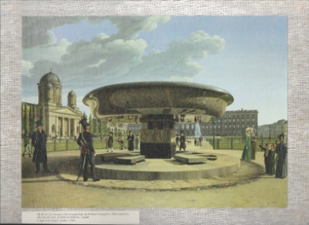 REPRODUCCION LAMINA ARTE, TEXTURIZADO SOBRE LINO 33X25cm. J.E.HUMMEL. DIE GRANITSCHALE IN BERLINER LUSTGARTEM.