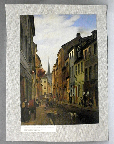 REPRODUCCION LAMINA ARTE, TEXTURIZADO SOBRE LINO 33X25cm. EDUARD GAERTNER. DIE PAROCHIALSTRABE.