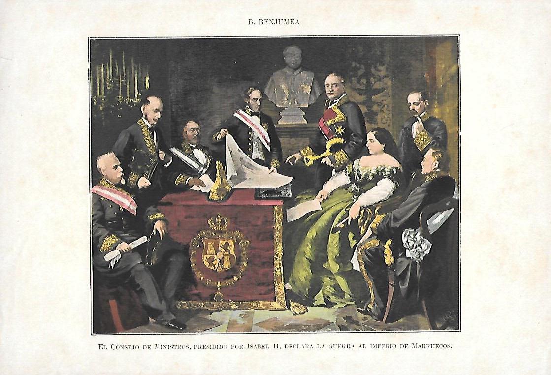 LAMINA A COLOR DE EL CONSEJO DE MINISTROS PRESIDIDOS POR ISABEL II