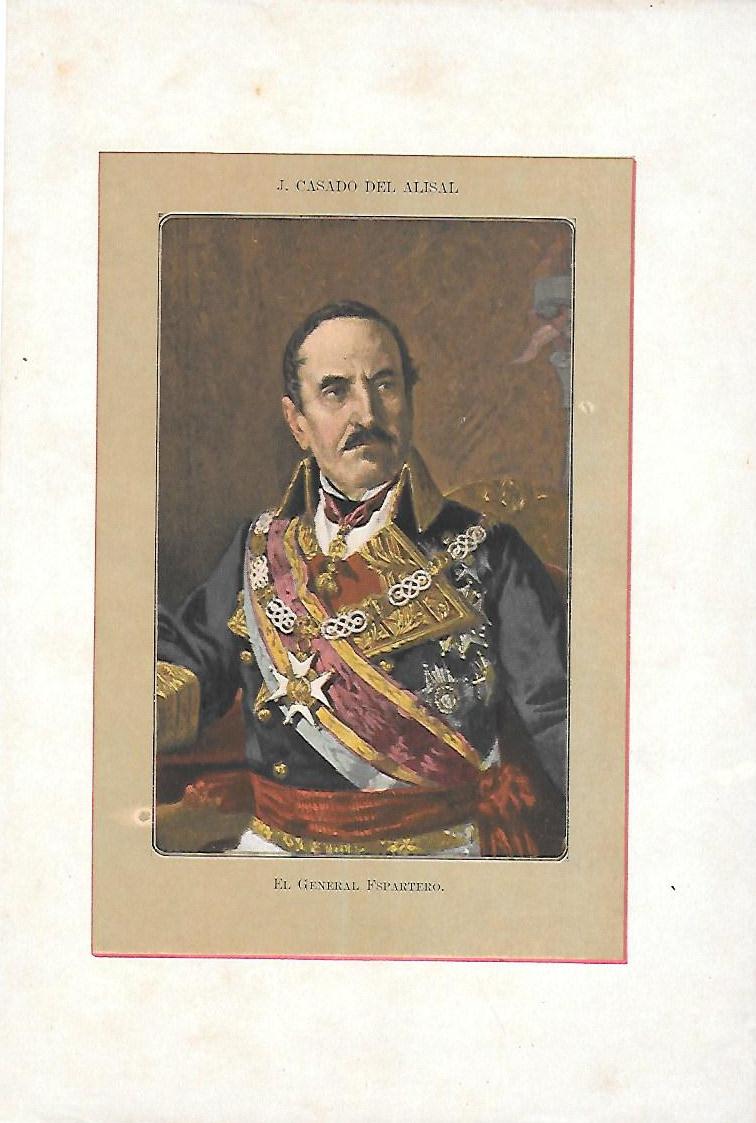 LAMINA A COLOR DE EL GENERAL ESPARTERO POR J. CASADO DEL ALISAL