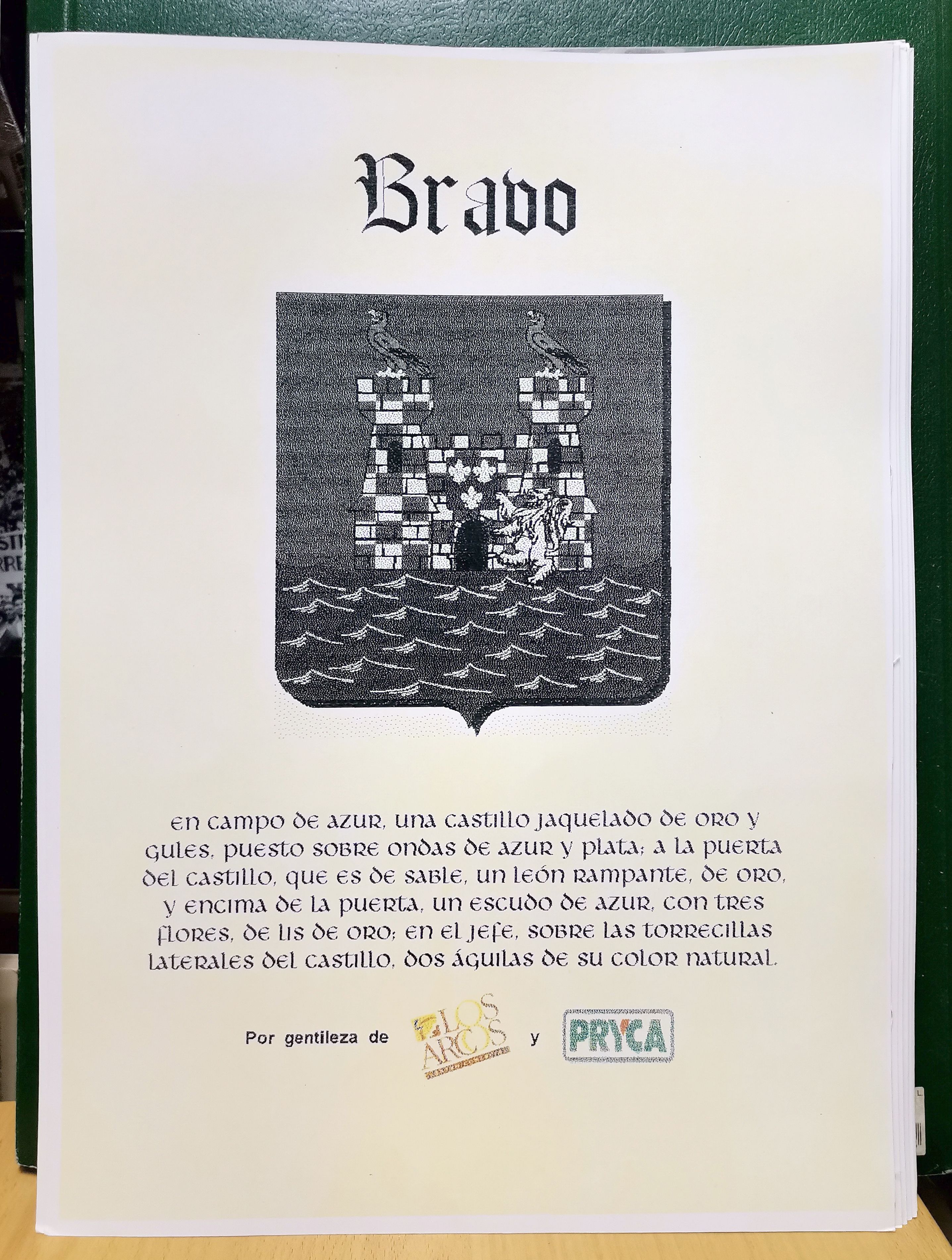 REPRODUCCION ESCUDO BRAVO (POR GENTILEZA DE LOS ARCOS Y PRYCA)